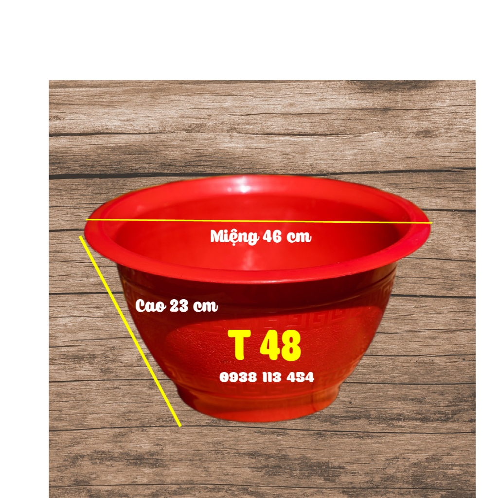 Chậu Nhựa Trồng Cây Màu Đỏ T48