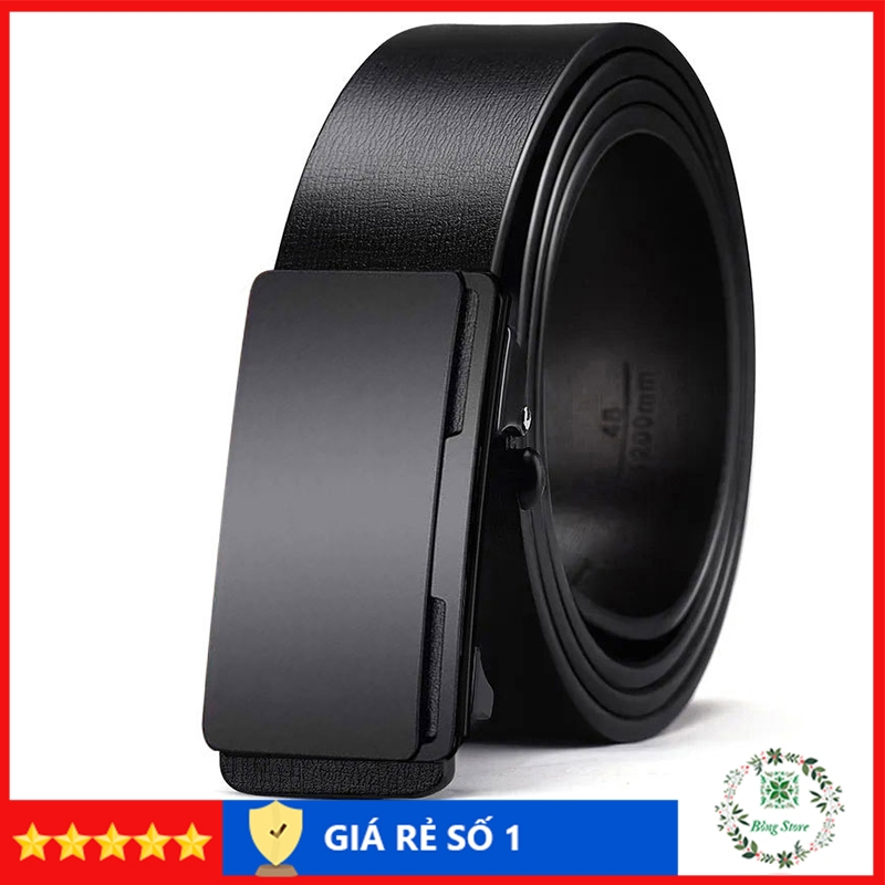 Thắt lưng nam da cao cấp, mặt khóa tự động sang trọng màu đen HT5