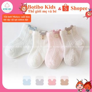 (Chọn Mẫu) Tất lưới Mickey xuất Hàn  túi zip vải sợi cotton dệt, chất mềm mịn thông thoáng Cho bé 0-24 tháng BOTIBO KIDS