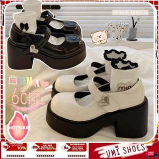 [NỘI ĐỊA TRUNG-LOẠI 1] Giày Mary Jane Nữ DUPTIM Đế Bằng Cao 6cm búp bê Lolita da quai dán đen/kem đẹp thời trang hot