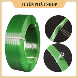 Dây Đai Nhựa PET loại 1 Bản 16/19mm (cuộn 20kg) màu xanh trong, dùng đóng gói hàng nặng.