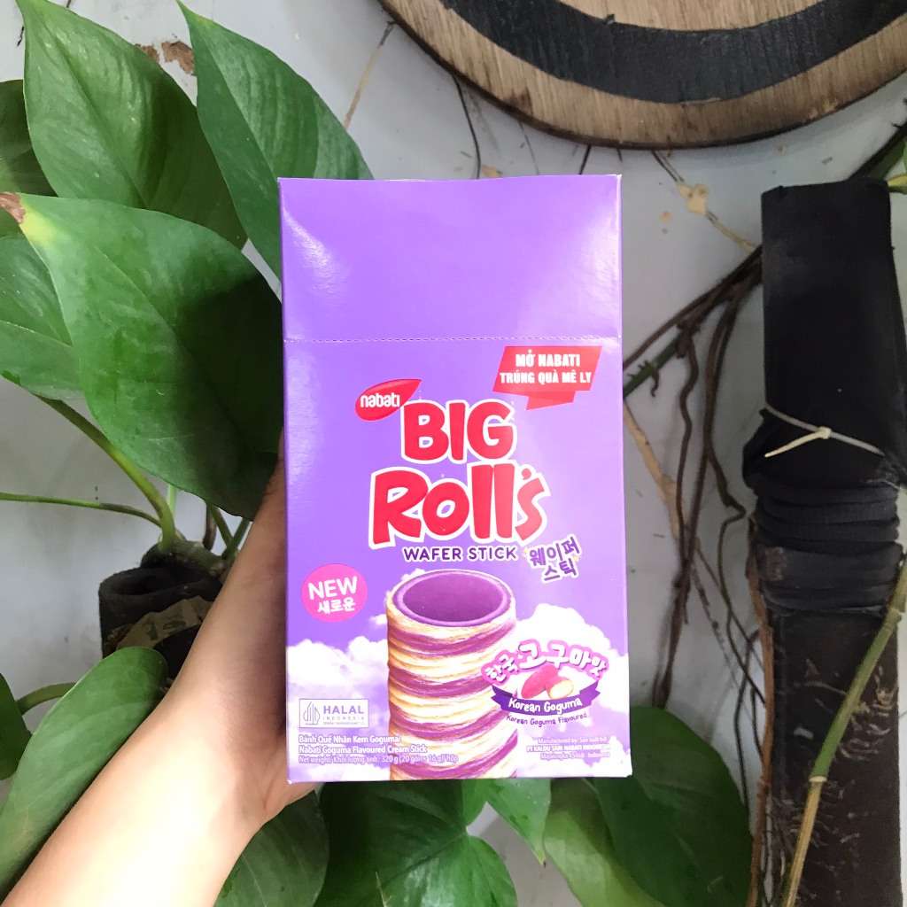 [Mua 1 tặng 1,Date 6/2025New] Bánh Quế Nhân Kem Khoai Lang Nabati Big Rolls Korean Goguma Wafer Stic