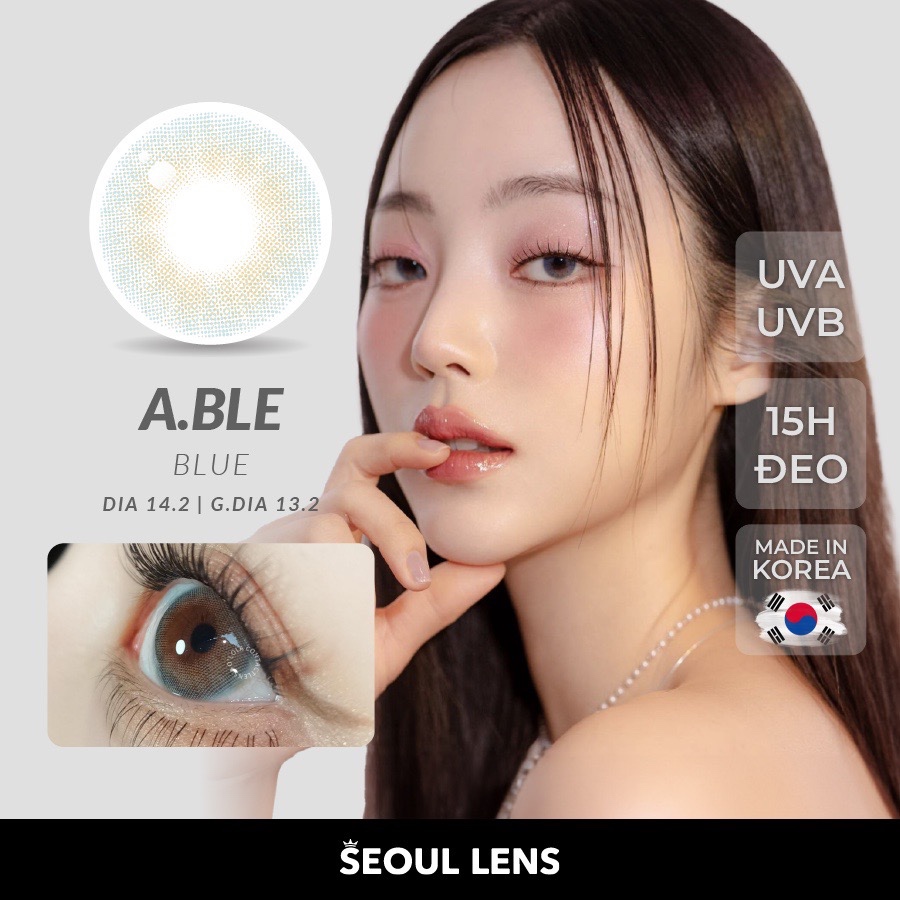 OLOLA - Lens 6 THÁNG (𝟭 CHIẾC) Able Blue -  Kính áp tròng Hàn Quốc Seoullens