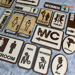 Bảng WC - Bảng toilet gỗ decor dán tường trang trí cửa nhà vệ sinh nam nữ