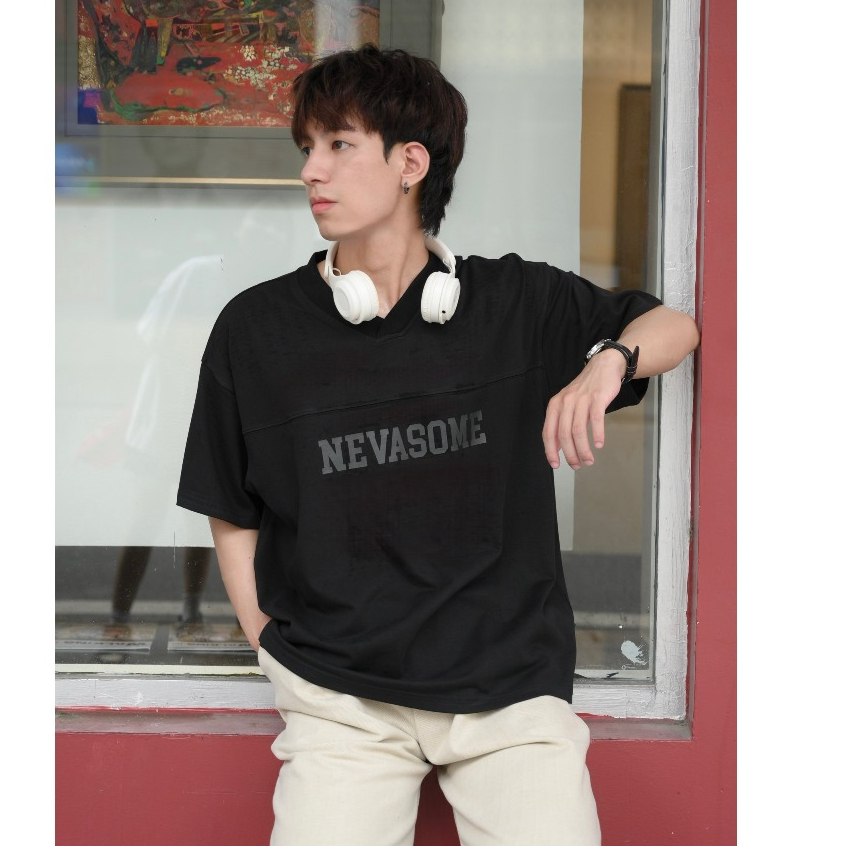 Áo Thun Boxy Local Brand NEVASOME V-Neck Basic Tee Cotton 260 gsm Tay Lỡ Form Boxy Rộng Nam Nữ Cổ V | BigBuy360 - bigbuy360.vn