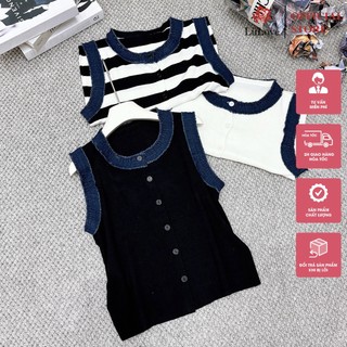 Áo Len Sát Nách Viền Bò Khuy Cài Chất Len Dày Hàng QC Freesize LiiLove PZ50