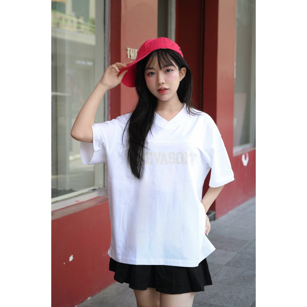 Áo Thun Boxy Local Brand NEVASOME V-Neck Basic Tee Cotton 260 gsm Tay Lỡ Form Boxy Rộng Nam Nữ Cổ V | BigBuy360 - bigbuy360.vn
