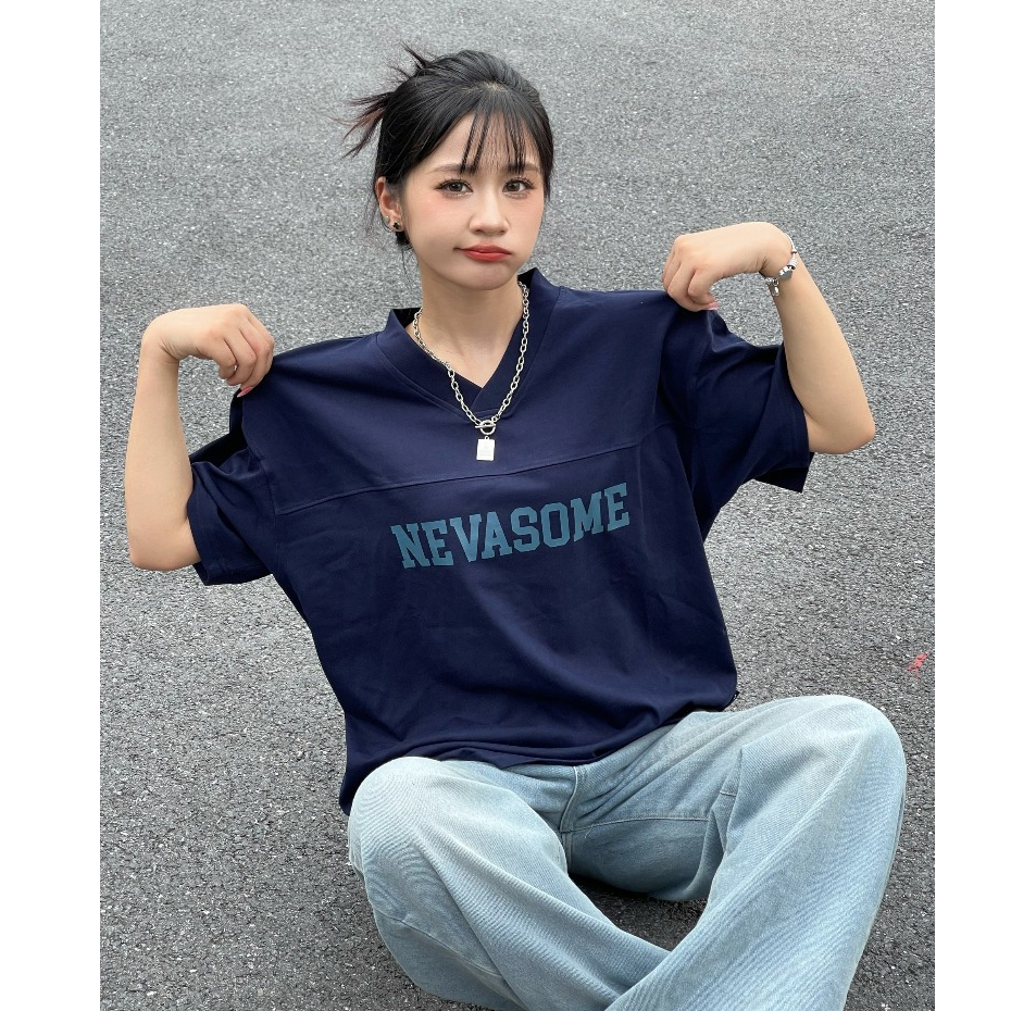 Áo Thun Boxy Local Brand NEVASOME V-Neck Basic Tee Cotton 260 gsm Tay Lỡ Form Boxy Rộng Nam Nữ Cổ V | BigBuy360 - bigbuy360.vn