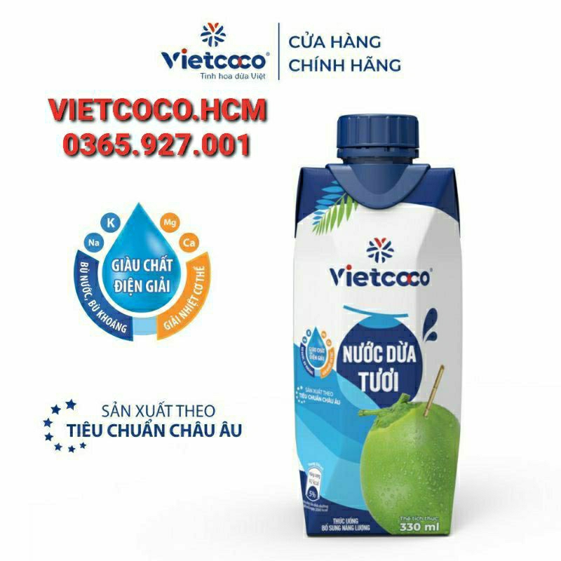1 Thùng nước dừa tươi Vietcoco (330ml x 12 hộp)