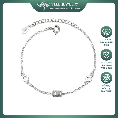 Lắc tay bạc nữ TLEE hình khối nạm đá bạc 925 cao cấp TLEE JEWELRY LT0142