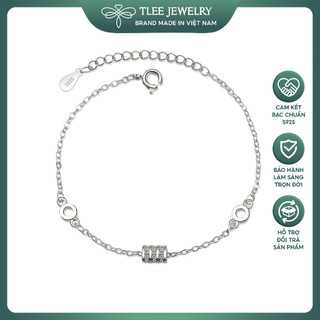 Lắc tay bạc nữ TLEE hình khối nạm đá bạc 925 cao cấp TLEE JEWELRY LT0142