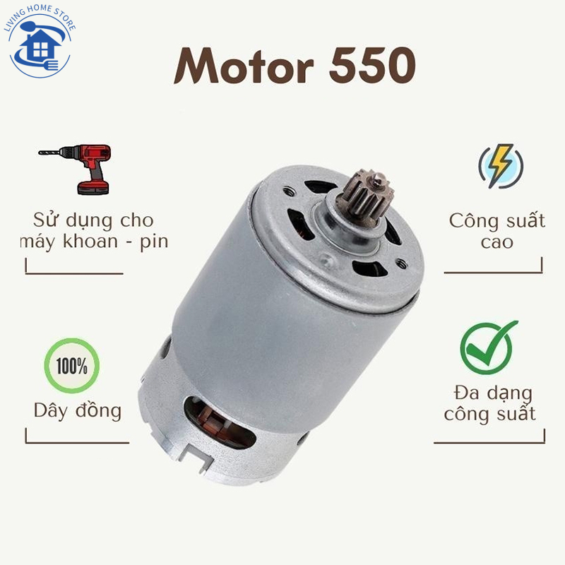 [🎆 Free shipping]Motor 550 RS550 12 Răng của máy khoan pin (có sẵn 12V - 21V)