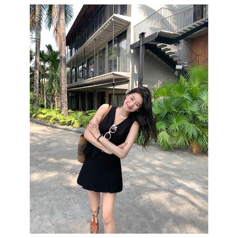 Set Bộ Đồ Nữ Áo Gile Phối Chân Váy Siêu Xinh, Set Áo Crotop và Chân Váy Wavy ( có Bigsize) | BigBuy360 - bigbuy360.vn