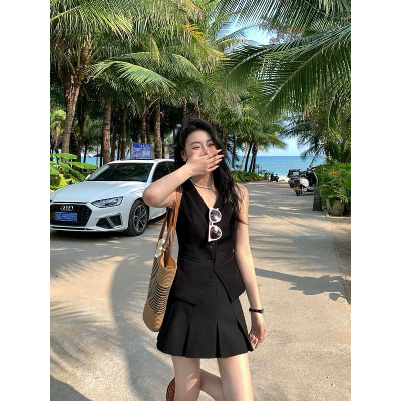Set Bộ Đồ Nữ Áo Gile Phối Chân Váy Siêu Xinh, Set Áo Crotop và Chân Váy Wavy ( có Bigsize) | BigBuy360 - bigbuy360.vn
