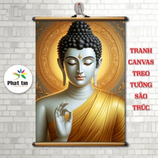 Tranh liễn phật giáo, tranh canvas treo tường, kinh đại bi chú, phật A di đà, phật thích ca, địa tạng vương bồ tát