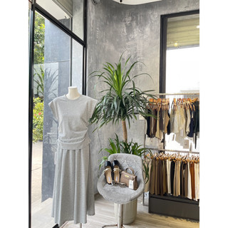 Set áo tay hến nhún eo kèm chân váy dáng dài - LADY.Clothing