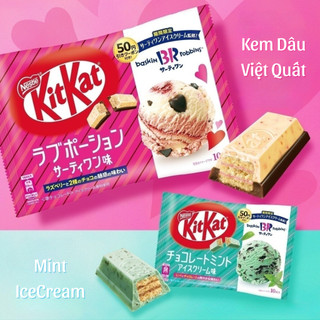 Socola kitkat phiên bản giới hạn theo mùa vị mint icecream br, kem dâu việt quất