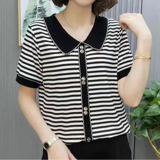 Áo thun ngắn tay cổ sen ren thời trang mùa hè phong cách phương tây cho nữ women top