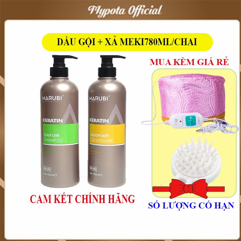 Dầu gội đầu KERATIN MARUBI 750ml cặp dầu gội xả phục hồi hư tổn giảm rụng tóc chính hãng