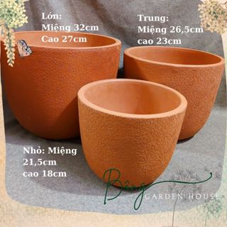 Chậu trồng cây, Chậu đất nung bầu trứng hoa cúc size lớn Bông Garden trồng cây cảnh các loại