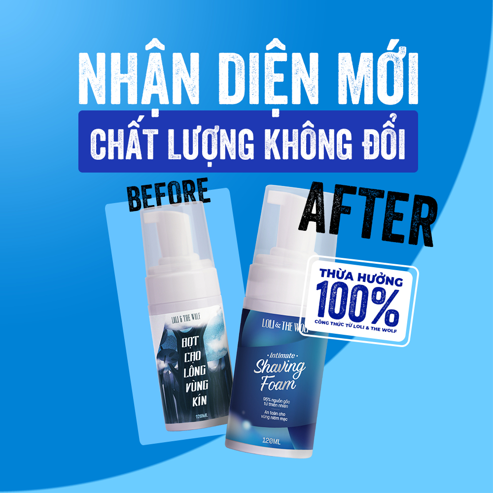 Set Cạo Lông Vùng Kín Tại Nhà Loli & The Wolf On - Bọt Cạo Lông Vùng Kín + Kem Dưỡng Da Vùng Kín Sau Cạo