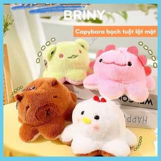 Móc khóa gấu bông capybara bạch tuộc lật mặt biến hình quà tặng sinh nhật firstdate Briny G06