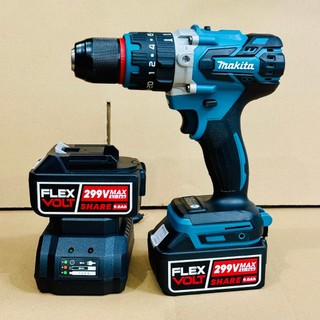 Máy khoan pin không chổi than 299V Makitta loại 3 chức năng / Chuyên khoan bê tông, khoan tường, khoan sắt, khoan gỗ