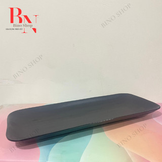 Dĩa Chữ Nhật Dài Nhựa Melamine Kiểu Nhám Đen (DCN38N)