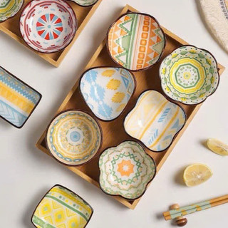 Set 6 bát đựng gia vị nhiều hoạ tiết phong cách Nhật Bản, Bát nước chấm, Bát sứ gia vị