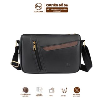 Hanama Túi TU4 đeo chéo nhiều ngăn thiết kế phối mầu trẻ trung Nâu- Đen 