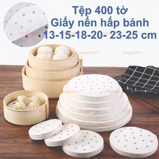 Set 400-500 tờ giấy nến tròn đục lỗ dùng cho nồi hấp, nồi chiên không dầu, hấp bánh há cảo, bánh bao, giấy nến dimsum.