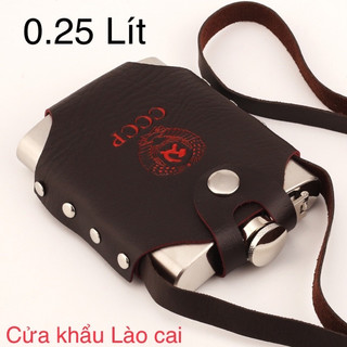 Bình tông 0,25 lít hàng dày 0,6mm inox 304 cccp tặng bao như hình