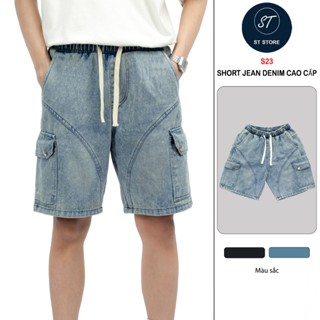 Quần Short Bò Nam Túi Hộp Cao Cấp Dày Dặn Mềm Mịn, Quần Đùi Jean Wash Màu Phong Cách Đường Phố Cá Tính ST STORE S23