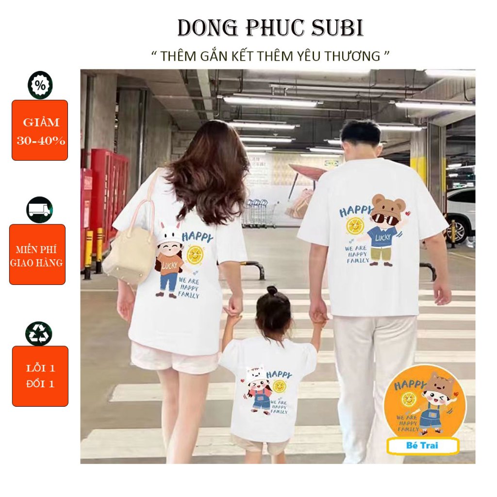 Áo Thun Gia Đình 3 4 Người Đồ Đôi Mẹ Và Bé Cổ Tròn Chất Liệu Cotton Mềm Mịn