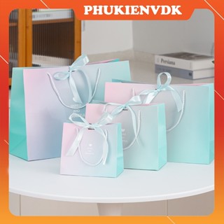 Túi Giấy Cửa Hàng Túi Quà Tặng Màu Hồng Xanh Pastel Cứng Cáp Cao Cấp Buộc Nơ Ruy Băng Z88