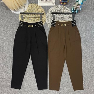  Quần baggy nữ cạp LOGO chữ H quần tây nữ cạp cao mẫu mới vải umi cao cấp co giãn 4 chiều 