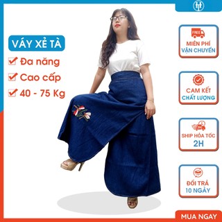 Chân váy chống nắng xẻ tà cao cấp vải jean dày mềm thêu họa tiết có nút bấm chân JHTX00 H&T FASHION