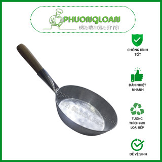 Chảo nhôm chả cá, chảo chả cá cán gỗ size 23, 25cm hàng nhôm gò dầy dặn