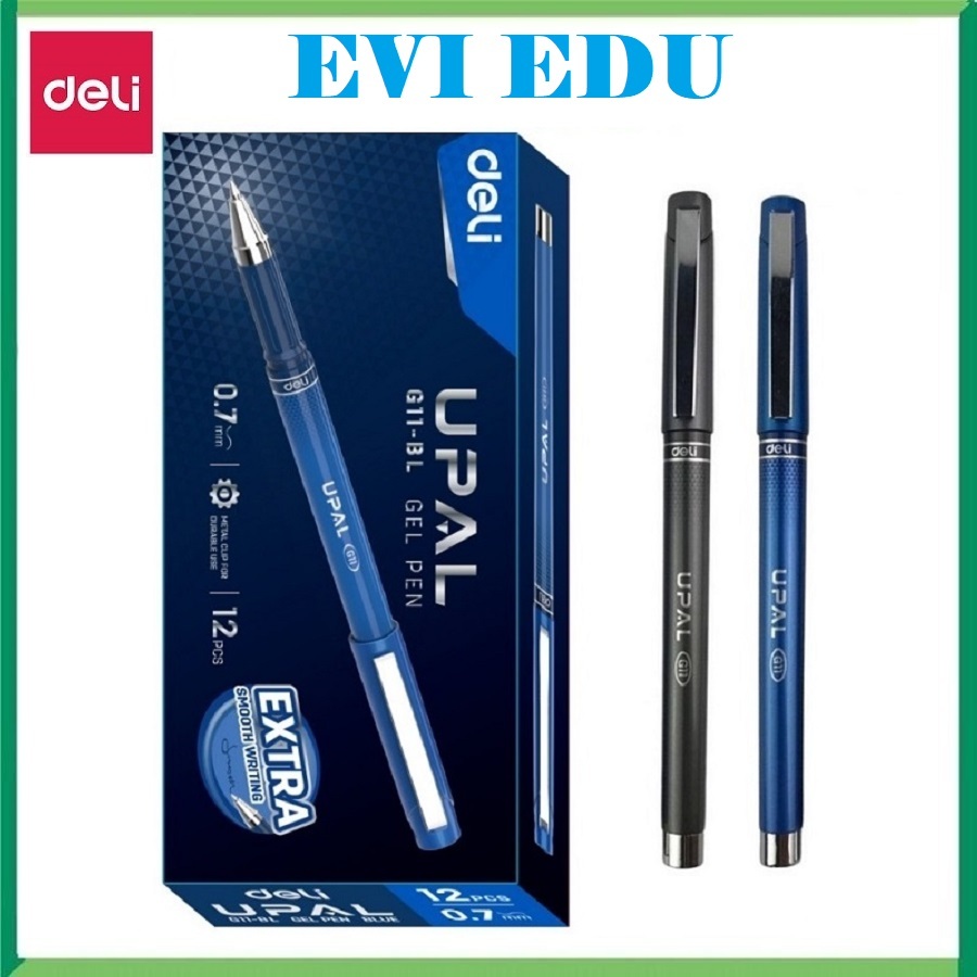 Hộp 12 cây bút gel nước Deli Upal EG11 / G11 siêu êm mượt sang trọng nét 0.7mm có ruột G14 thay thế