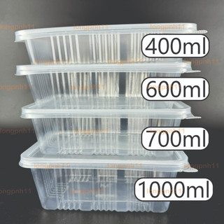 Set 50 hộp nhựa sọc kèm nắp làm rau câu ngàn lớp, đựng thạch, nhựa trong suốt, Tân hiệp hưng, 400ml 600ml 700ml 1000ml.