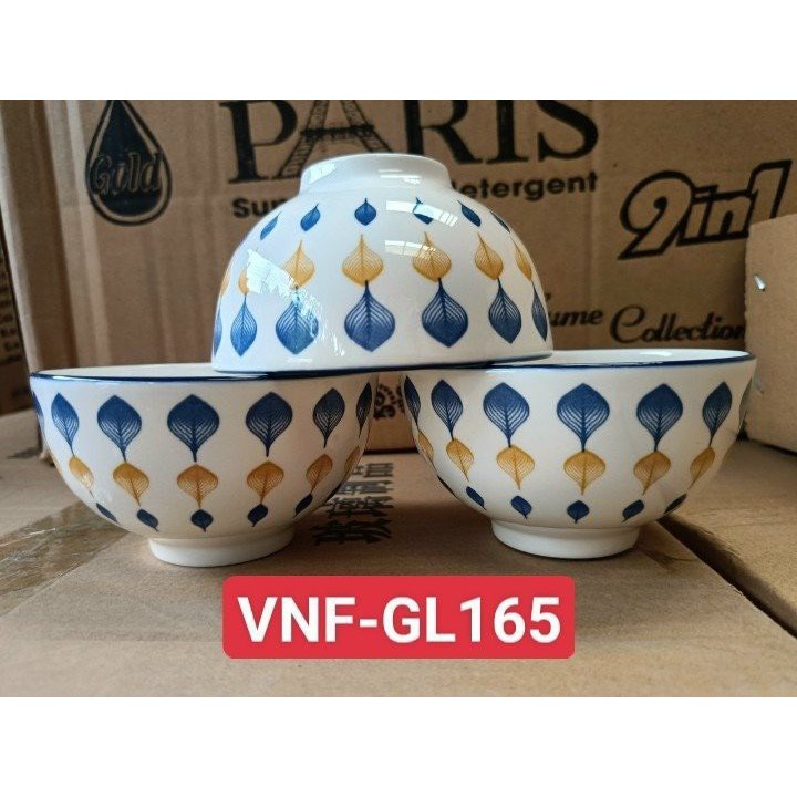 combo 10 chén sứ, 5 chén cơm trắng dày 11cm, chén cơm khổng tước 11cm