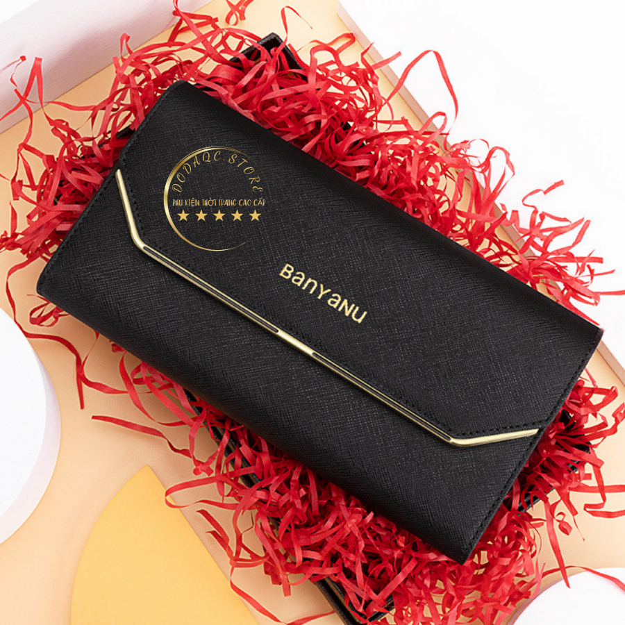 Ví nữ cầm tay ví tiền bóp ví dài nữ da bò  cao cấp chính hãng BANYANU MSP-1655 có hộp làm quà tặng sinh nhật sang trọng