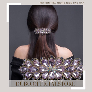 Kẹp tóc đính đá trung niên DuBo 8cm quà tặng cho nữ thời trang sang trong lấp lánh