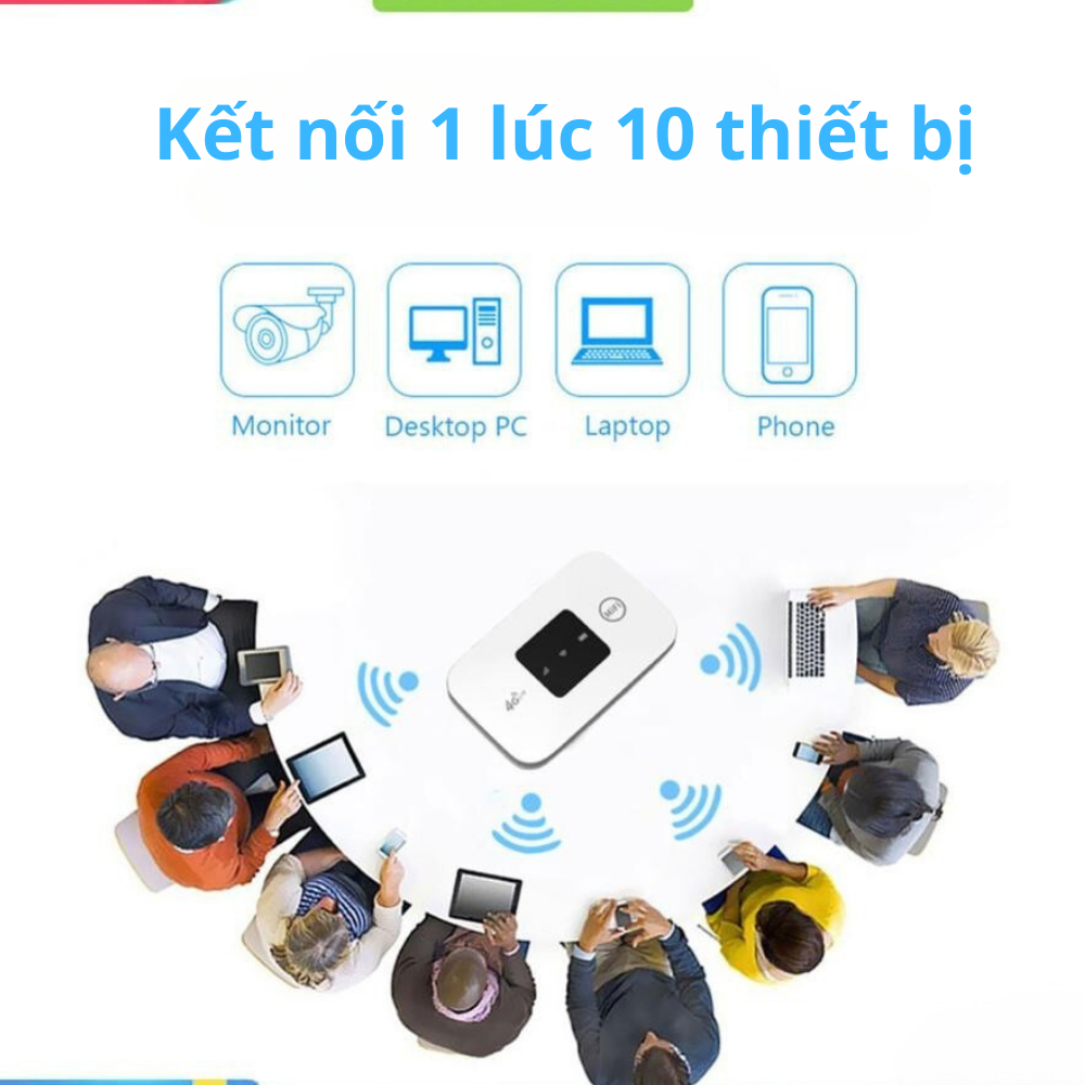 Máy phát wifi từ sim 4g, bộ phát wifi di động cầm tay tiện lợi pin sử dụng 6- 8 tiếng kết nối 10 thiết bị tốc độ 150mbps