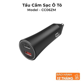 Tẩu sạc ô tô xiaomi mi cc06zm công suất 37w, cốc sạc ô tô 2 cổng usb