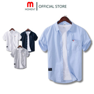 Áo sơ mi nam tay ngắn họa tiết trơn, Áo sơ mi đũi nam đủ màu đen, xanh, trắng, xám phong cách trẻ trung năng động