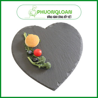 Dĩa/ đĩa đá đen tự nhiên decor trưng bày đồ ăn, chụp ảnh sản phẩm, hình tròn-vuông-chữ nhật-tim nhiều kích cỡ, hàng dầy