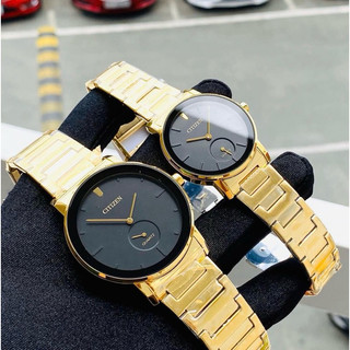 Đồng hồ đôi nam nữ dây thép citizen be9182-58e và eq9062-58e