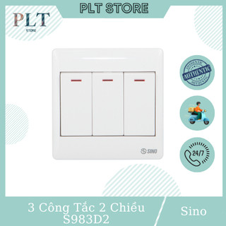 Ba công tắc 2 chiều phím lớn 10a mặt vuông, công tắc cầu thang sino s983d2 dòng s98 mega