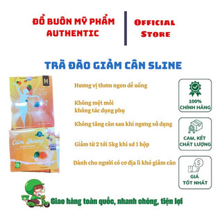 Trà đào mẫu mới - bột trà đào sline hộp 15 gói giảm mỡ và cân nặng hiệu qủa và an toàn